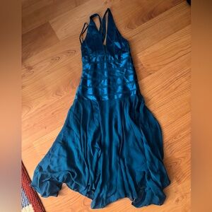 BCBG Blue Silk Halter Dress